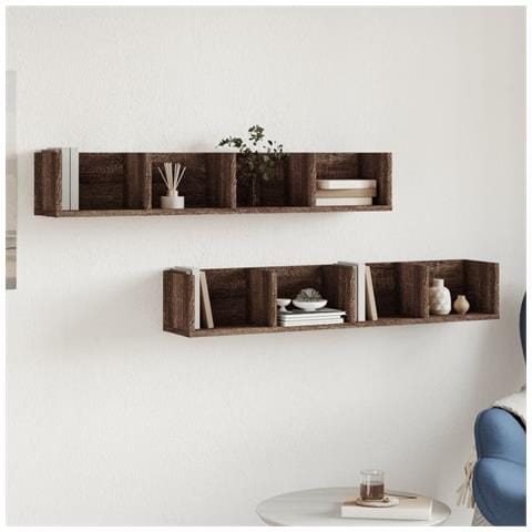 Mobili Parete 2 Pz Rovere Marrone 99x18x16,5 Cm In Multistrato - Foto 3