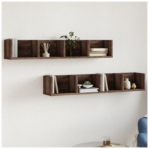 Mobili Parete 2 Pz Rovere Marrone 99x18x16,5 Cm In Multistrato - Foto 1