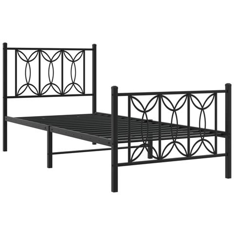 Giroletto Con Testiera E Pediera Metallo Nero 90x200 Cm - Foto 1