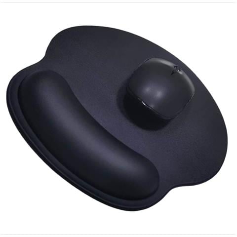 Tappetino Per Mouse In Pelle Con Poggiapolsi Per Ufficio E Gaming Black - Foto 3