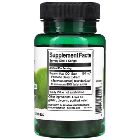 Saw Palmetto 160 Mg 120 Capsule Morbide Swanson Health Products - Foto 2