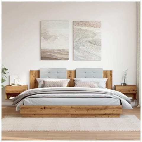 Comodini A Muro 2 Pz Rovere Artigianale - Foto 3