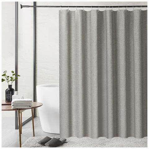 Tenda Da Doccia In Lino Con Ganci  Larghezza 240 X Altezza 200 - Foto 2