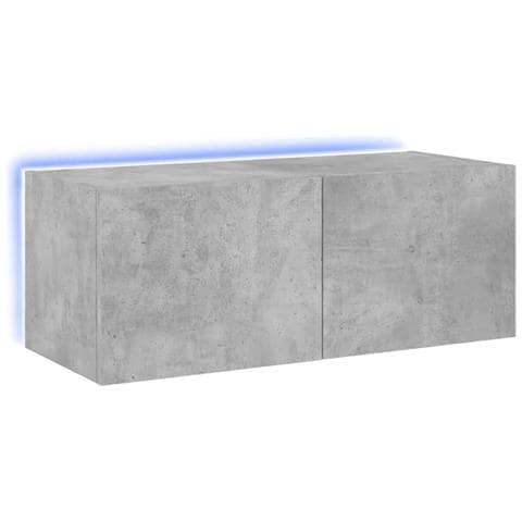 Mobile TV a Parete con Luci LED Grigio Cemento 80x35x31 cm - Foto 1