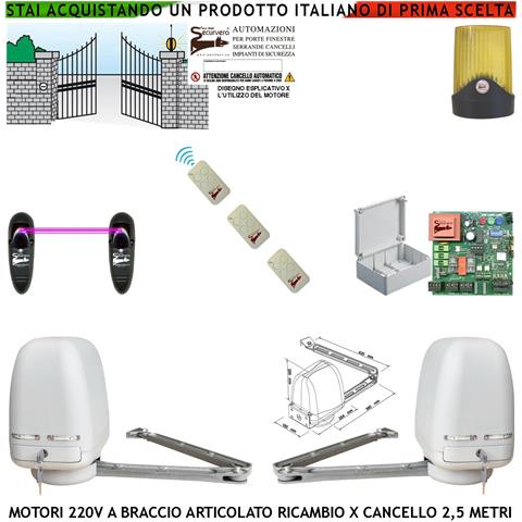 Cancello Elettrico 5 Metri 2 Ante Da 0,5 A 2,5 Metri 2 Motori Braccio Articolato 220 V 250 Nm Accessori Ricambio Autom - Foto 1
