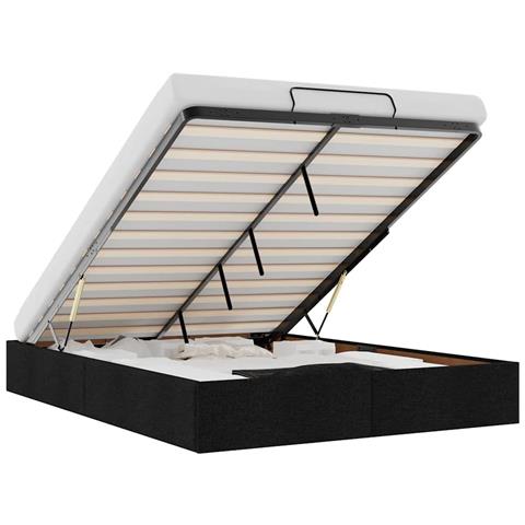 Struttura Letto Pouf Senza Materasso Nero 140x200 Cm In Tessuto - Foto 2