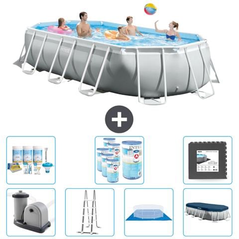 Piscina Fuori Terra - Ovale - 503x274x122 Cm - Grigio - Include Accessori Coordinati Cb43 - Foto 1
