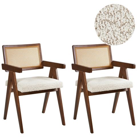 Set Di 2 Sedie Da Pranzo Ava Legno Marrone Scuro /beige - Foto 1