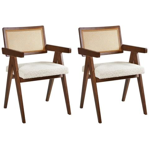 Set Di 2 Sedie Da Pranzo Ava Legno Marrone Scuro /beige - Foto 7