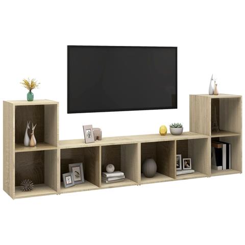 Mobili Tv 4 Pz Rovere Sonoma 72x35x36,5 Cm In Legno Multistrato - Foto 2
