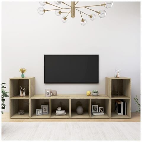 Mobili Tv 4 Pz Rovere Sonoma 72x35x36,5 Cm In Legno Multistrato - Foto 8