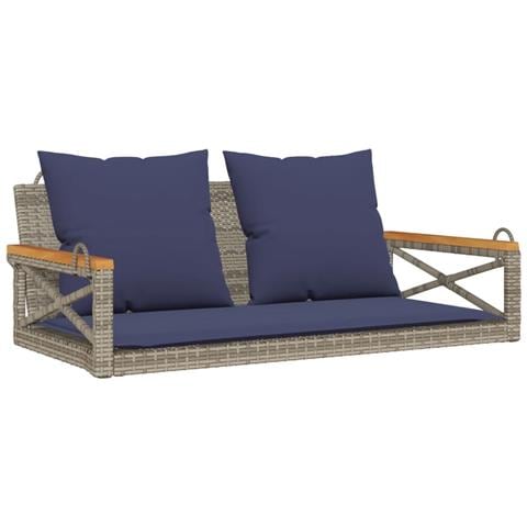 Panchina Dondolo con Cuscini Grigia 109x62x40 cm in Polyrattan - Foto 1
