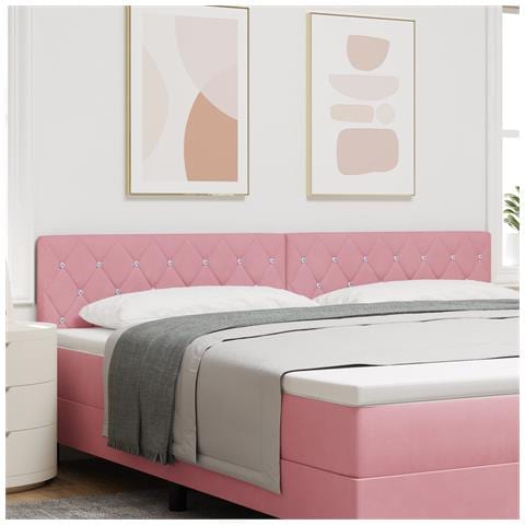Testiera con bottoni in cristallo, tufted, rosa, 200 cm, velluto - Foto 2