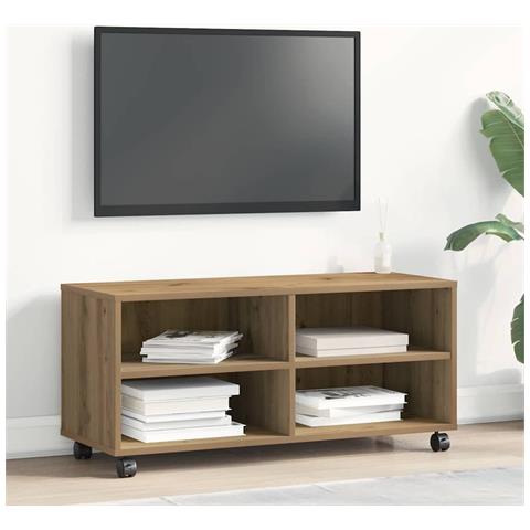 Mobile TV  in Rovere Artigianale 90x35x35 cm in Legno Ingegnerizzato - Foto 2