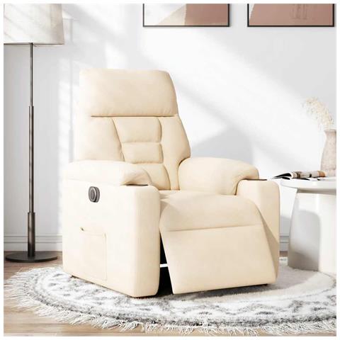 Poltrona Reclinabile Elettrica Beige in Tessuto di Microfibra - Foto 2