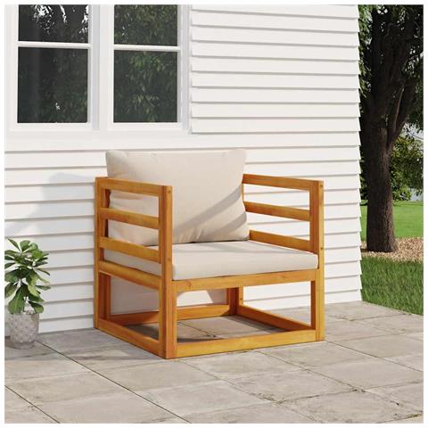 Poltrona Giardino Cuscini Grigio Chiaro Legno Massello Acacia - Foto 2