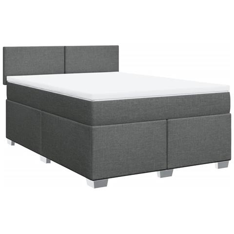 Giroletto a Molle con Materasso Grigio Scuro 140x200cm Tessuto - Foto 1