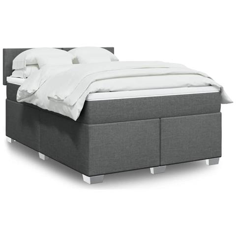 Giroletto a Molle con Materasso Grigio Scuro 140x200cm Tessuto - Foto 2