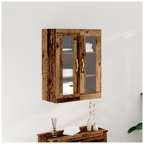 Armadio a muro con porte in vetro in legno vecchio 69,5x34x90 cm - Foto 2