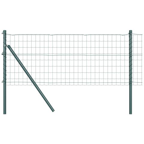 Recinzione Euro con 13 Paletti 0,6x50 m Acciaio Zincato Verde - Foto 1