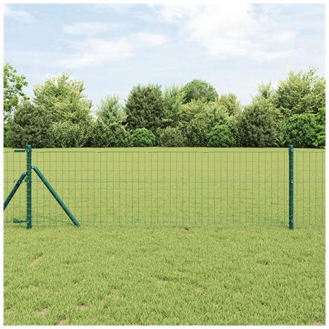 Recinzione Euro con 13 Paletti 0,6x50 m Acciaio Zincato Verde - Foto 2