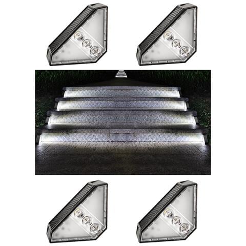Luci Solari Per Gradini Da Esterno: Illuminazione Bianca Per Giardini E Scale   4 Pack - Foto 1