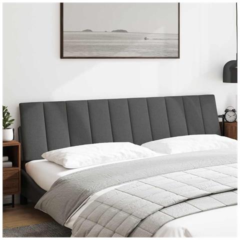 Cuscino Testiera Grigio Scuro 200 cm in Tessuto - Foto 2