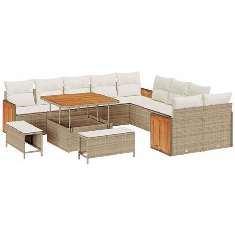 Set Divano da Giardino 13 pcs beige e panna 100 x 100 x 71 cm - Foto 1