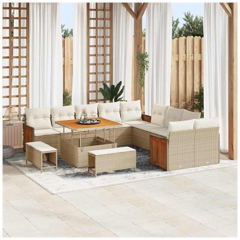 Set Divano da Giardino 13 pcs beige e panna 100 x 100 x 71 cm - Foto 2
