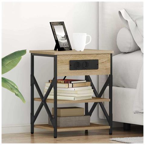 Comò con stazione di ricarica 2 pcs rovere sonoma - Foto 2