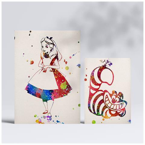 Set Di 6 Stampe Illustrazioni Ad Acquerello Di Alice Nel Paese Delle Meraviglie Tratte Da Fiabe, Film E Libri Classici Per Bambini A3 & A4 Senza Cornice - Foto 2