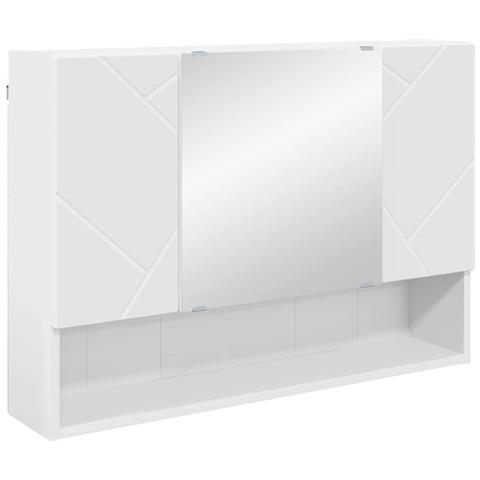 Mobiletto per specchio da bagno Bianco 80 x 17 x 55 cm - Foto 1