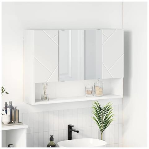 Mobiletto per specchio da bagno Bianco 80 x 17 x 55 cm - Foto 2