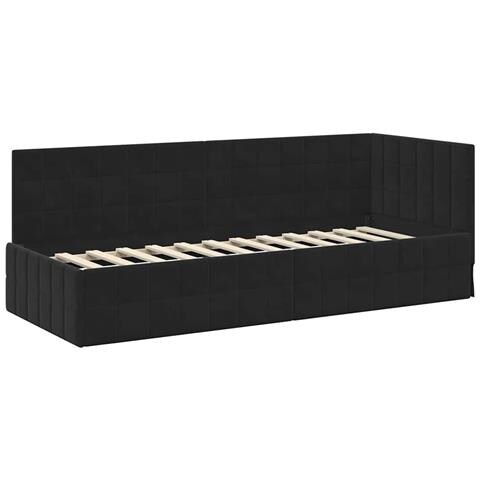 Cornice del letto ad angolo Nero 80 cm x 200 cm Tessuto - Foto 1