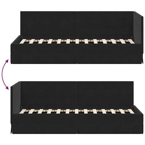 Cornice del letto ad angolo Nero 80 cm x 200 cm Tessuto - Foto 9