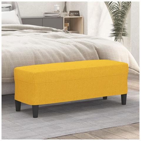 Panca Giallo Chiaro 100x35x41 cm in Tessuto - Foto 2