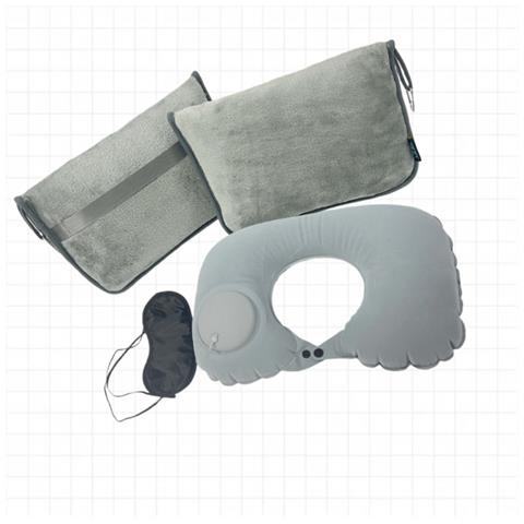 Set Da Viaggio Pieghevole Con Coperta, Cuscino Gonfiabile E Mascherina - Comfort Ottimale Ovunque Grey - Foto 1