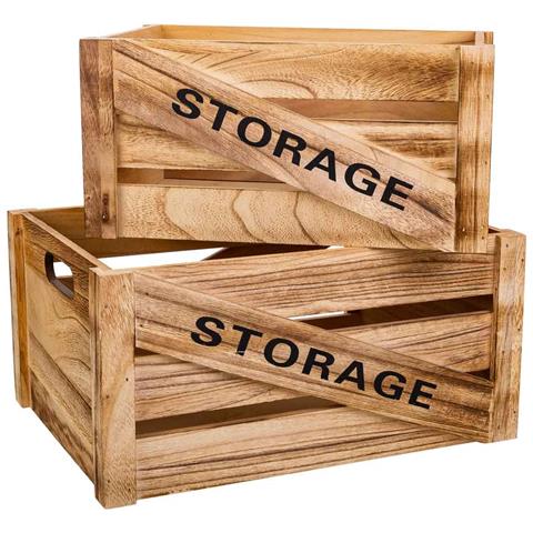 Set Cassetti In Legno 2 Pezzi 36x26x18 -31x21x16h Cm - Foto 1