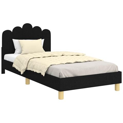 Struttura letto bambini con testata Nero 80 x 200 cm Tessuto - Foto 1