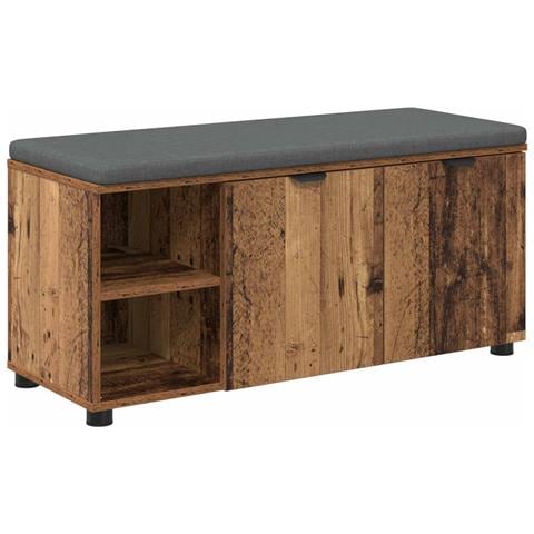 Panca per ingresso con cuscino Legno vecchio 100 x 38 x 46 cm - Foto 1
