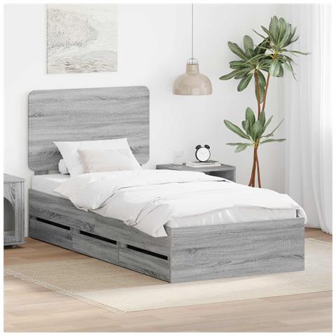 Struttura del letto con cassetto Grigio Sonoma 75 x 190 cm - Foto 2