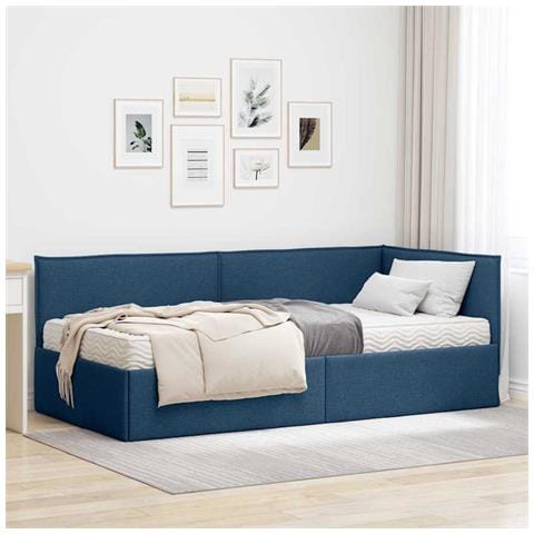 Struttura Letto Angolare con Materasso 2 pcs Blu Velluto - Foto 2