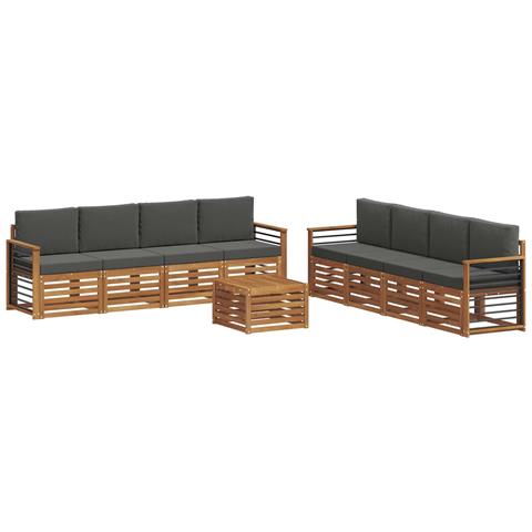 Set divani 9 pcs Naturale e Antracite Legno di Acacia Massello - Foto 1
