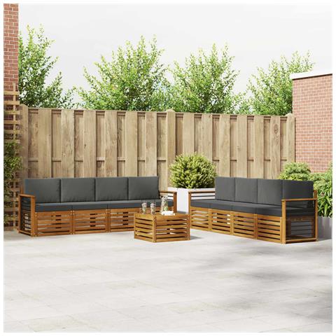 Set divani 9 pcs Naturale e Antracite Legno di Acacia Massello - Foto 2