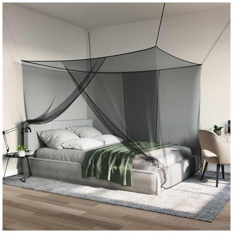 Zanzariera per letto 156 maglia 3 pcs Nero Poliestere - Foto 2