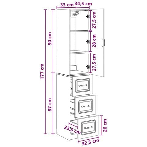 Set di armadi 2 pcs Grigio Cemento 33 x 34,5 x 87 cm - Foto 8