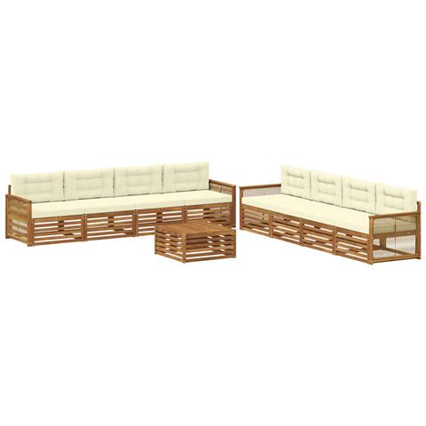 Set di divani da esterno con cuscino 9 pcs Naturale e Crema - Foto 1