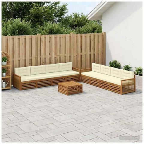 Set di divani da esterno con cuscino 9 pcs Naturale e Crema - Foto 2