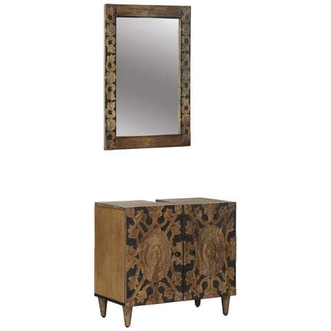 Set di mobili per il bagno Montaggio a parete 2 pcs Marrone - Foto 1