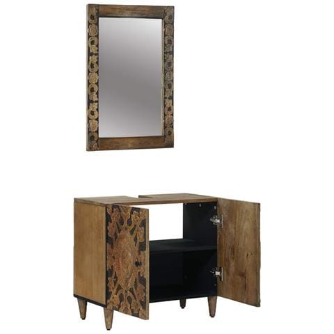 Set di mobili per il bagno Montaggio a parete 2 pcs Marrone - Foto 2